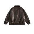 thumbnail image 4 of LOVZFMLL Jackets for Womens Solid Color Lapel Pocket Short Leather Jacket Long Sleeved Hooded Leather Jacket, 4 of 4