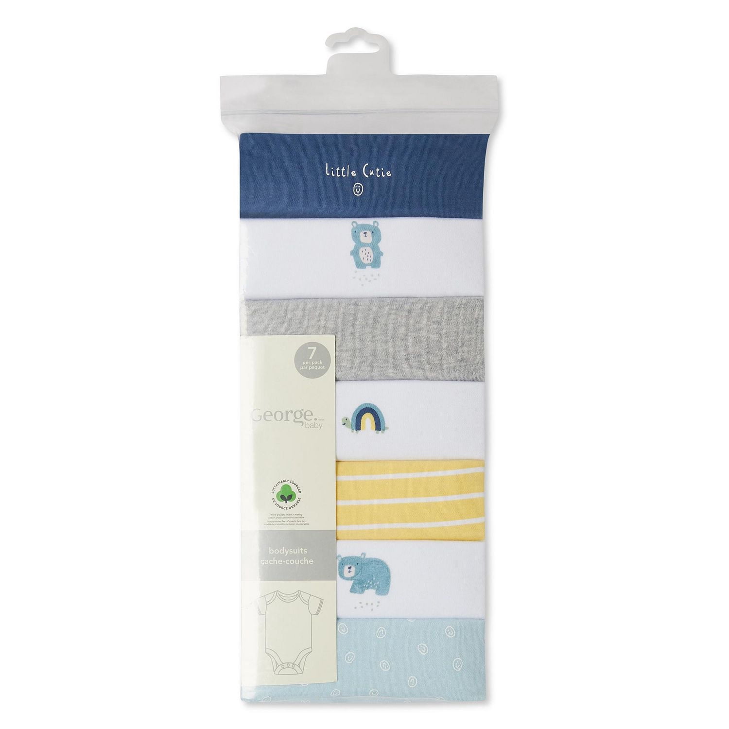 Lot de 7 bodys George pour bébé garçon en 100 % coton