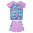 thumbnail image 2 of Girls Rash Guard 2-Piece Swimwear Fish Scale Pattern Swimwear Upf 50+ Uv for 4-12Y, 2 of 6