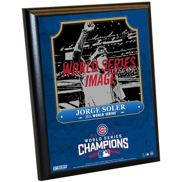Plaque 8x10 Champions de la Série Mondiale 2016 des Chicago Cubs Jorge Soler