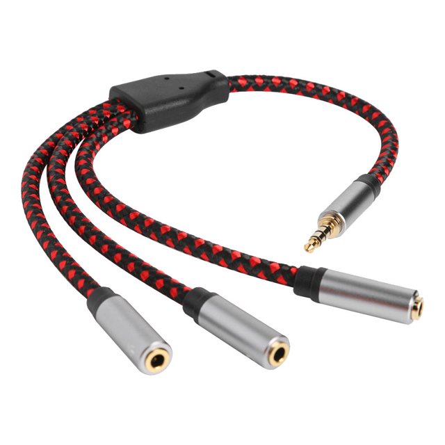 Câble d'Extension Répartiteur Audio 3.5mm Mâle vers 3 Femelles pour Microphone Casque