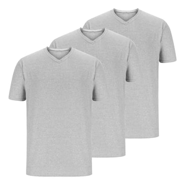cfhntfmh Lot de 3 T-Shirts pour Hommes Grande Taille Ajusté Manches Courtes sous-Vêtements Col en V Basique Couleur Unie Chandail Extensible
