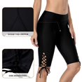thumbnail image 4 of Women Board Shorts Lace Up Swim Shorts High Rise Long Swim Capris Bottoms, 4 of 7