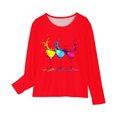thumbnail image 4 of Huvoen T-Shirt à Manches Longues de Base Confortable pour Filles Blouses et Chemises à Manches Longues à Col Rond pour Filles Chemises à Manches Longues à Imprimés Jolis Chandails Ras du Cou Hauts Blouses Habillées Décontractées Vêtements Rouge 11 Ans, 4 of 5