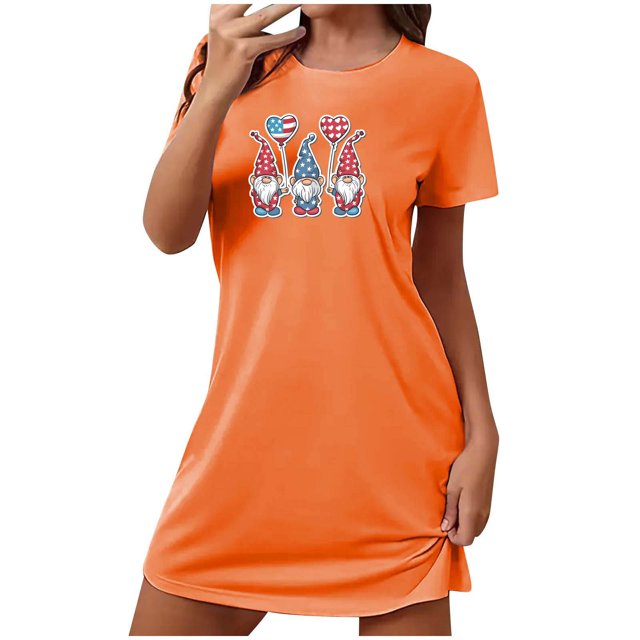 Birdeem Chemises de Nuit pour Femmes Chemise de Nuit Courte Surdimensionnée pour Femmes Robe Imprimée à Col Rond et Manches Courtes