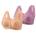 thumbnail image 1 of Sentmoon 2PC Bras for Women Plus Size No Underwire Bras for Older Women Comfortable Front Closure Button Print Anti-Sagging Seamless Sleep Bras Women Comfy for Daily Commute Purple 36, 1 of 2