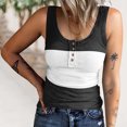 thumbnail image 4 of Haut Sans Manches Côtelé pour Femmes, Camisole Basique à Boutons Col Rond Décontracté Extensible pour Quotidien Dégradé Bleu, Dégradé Rose, Dégradé Rouge, Dégradé Violet, Rose Bleu, Noir Blanc, 4 of 6