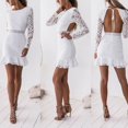 thumbnail image 4 of Women‘s Lace Bodycon Long Sleeve Summer Cocktail Evening Party Short Mini Dress, 4 of 6