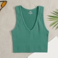 thumbnail image 3 of Tqcoqu Women's Solid Color V Neck Twisted Base Slim High Waist Shapewear Top, 3 of 4
