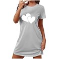 thumbnail image 1 of Chemises de Nuit pour Femmes Chemise de Nuit pour Femme Manches Courtes Vêtement de Nuit Confortable T-Shirts de Nuit Imprimés Col Rond T-Shirt de Nuit Robe de Sommeil Douce Coupe Ample Robe de Pyjama Gris P, 1 of 5