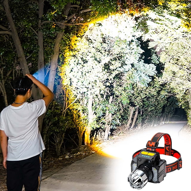 LED Headlamp Rechargeable Super Bright with Power Display, Adjustable Modes, Waterproof Headlight for Camping, Night Fishing, Hiking, Running