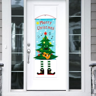 Bannière Suspendue de Porte d'Entrée à Thème de Noël ;;; ;;; ;;; ;;; Décor Panneau de Porche en Tissu Ornement Décoration des Fêtes, Arbre