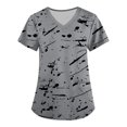 thumbnail image 1 of LSLJS Mode Femme Manches Courtes Col en V Hauts Uniforme de Travail Imprimé Poche Blouse Hauts, Blouses pour Femmes Grande Taille, 1 of 3