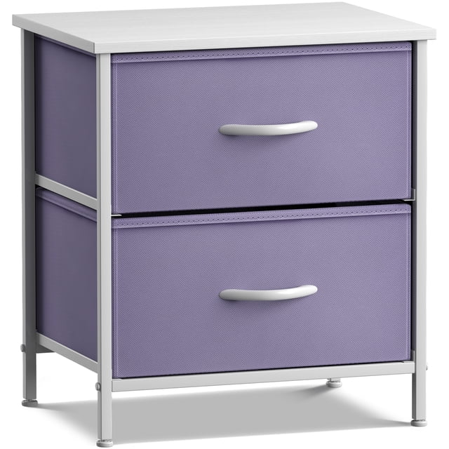 Sorbus Table de Chevet à 2 Tiroirs Commode Table d'Appoint - Violet