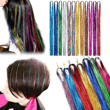 Hair Tinsel Shiny Long 120PCS Decorative Fairy Tinsel Glitter Tinsel for Hair