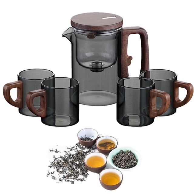 Huayishang Glass&Bottle Water Separation Glass Teapot With Wooden Handle Teapot Glass Teapot With Infuser Magical Teapot Glass Glass Teapot With Strainer Filter Teapot With Infusers