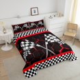 thumbnail image 4 of Erosebridal Checkered Flag Bedding King Comforter Set, Red Geometry Down Comforter, Extreme Sports Decor, Reversible 3-Piece, 4 of 8