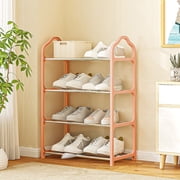 Dvkptbk Shoe Rack Shelf for Closet, Shoe Organizer for Bedroom Closet, Floor Shoe Shelf for Entryway Storage, 4-Tier, Pink
