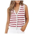 thumbnail image 2 of Women Striped Dressy Tops Cropped Tank Tops Sleeveless Button Up Cardigan Sweater Vests, 2 of 5