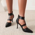 thumbnail image 4 of Womens Shoes Back Zip Ankle Strap Sandals Super High Heel Pointed Toe Stilettos, 4 of 9