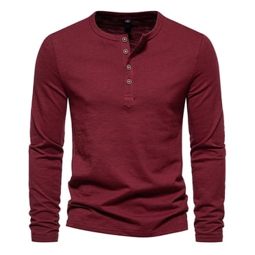 2025 Men's Polo Shirts Mens Simple Leisure T-Shirts Button Pullover Long Sleeved Mens Plain T Shirts T Shirt Long Sleeve Workout Shirts for Men Big and Tall Men's Shirts Short
