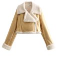 thumbnail image 1 of DPTALR Women's Lamb Hair Short Coat Zipper Motorcycle Style Jacket, 1 of 3