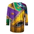 thumbnail image 5 of Outfmvch Chemises Mardi Gras pour Femmes, Manches 3/4 Hauts pour Femmes, Tenue Mardi Gras pour Femmes, Blouses pour Femmes, Hauts d'Entraînement pour Femmes, Tunique Graphique de Carnaval Manches 3/4 Col Rond Blouse Blanche L, 5 of 5