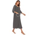 thumbnail image 2 of Dalazy Robe de Nuit Femme Décontractée Manches Longues Double Poche Fermeture Éclair Automne Hiver Robe de Maison Vêtements de Nuit Noir P, 2 of 6