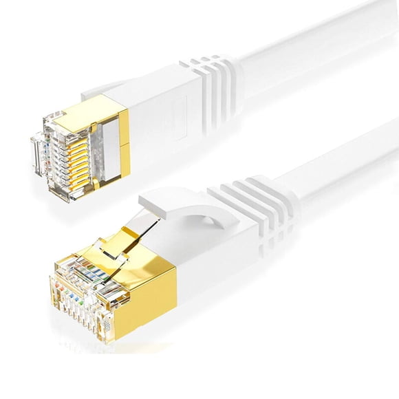 Tianle Flat Cat8 Ethernet Cable, 26AWG Cat 8 Network Internet Lan Cable High Speed 40Gbps 2000Mhz SFTP RJ45 Gold Plated Connector for PC, Router, Switch, Modem, TV, PS5 (White, 30M/98FT)