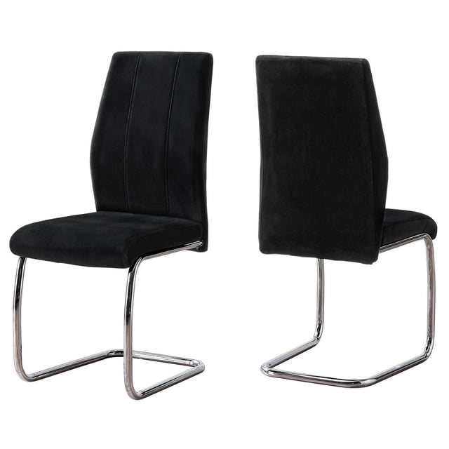 Monarch Specialties Dining Chair, Set Of 2, Side, Upholstered, Kitchen, Dining Room, Velvet, Metal, Black, Chrome, Contemporary, Modern