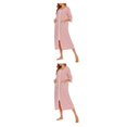 thumbnail image 3 of yingyy 1/2/3 Polyester Robe de Nuit pour Femmes Décontractée de Remplacement Col Rond Manches Longues Double Poche Respirante Peignoir de Maison Vêtement de Nuit Rouge TTG 2 Pcs, 3 of 6