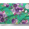 thumbnail image 3 of Soimoi Tissu Satin Modal Feuilles et Imprimé de Fleurs de Roses, Tissu au Mètre, 42 Pouces de Large, 3 of 3