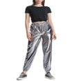 thumbnail image 1 of Femmes Taille Haute Brillant Métallique Extensible Hip Hop Pantalon Réfléchissant Jogger Pantalon, 1 of 6