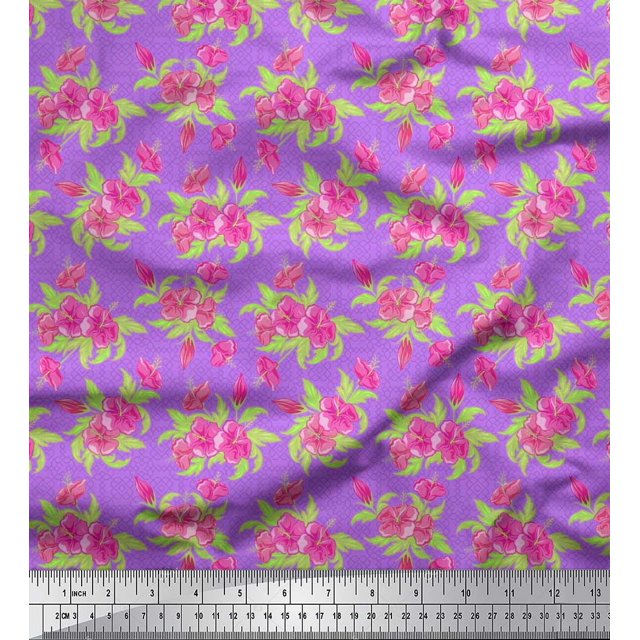 Soimoi polyester Crepe Fabric Geometric Design,Leaves & Floral Artistic Fabric Prints By Yard 52 Inch Wide