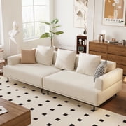 NessCarsti 109.44" Modern Upholstered 4-Seater Sofa, Cotton-Linen Fabric, Beige, Suitable for Living Room, Bedroom, Apartment
