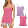 thumbnail image 1 of Timegard Camisoles 2 Pcs pour Femmes avec Soutien-Gorge Intégré Grande Taille Col Rond Respirantes Confortables Extensibles, 1 of 3