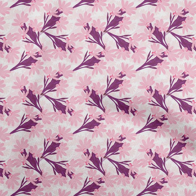 oneOone Cotton Poplin Light Pink Fabric Floral Craft Projects Decor Fabric Printed By The Yard 56 Inch Wide