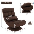 thumbnail image 3 of Giantex 360° Swivel Floor Sofa Chair, Compact Adjustable Floor Chair w/5-Level Adjustable Backrest & Massage Pillow, Brown, 3 of 6