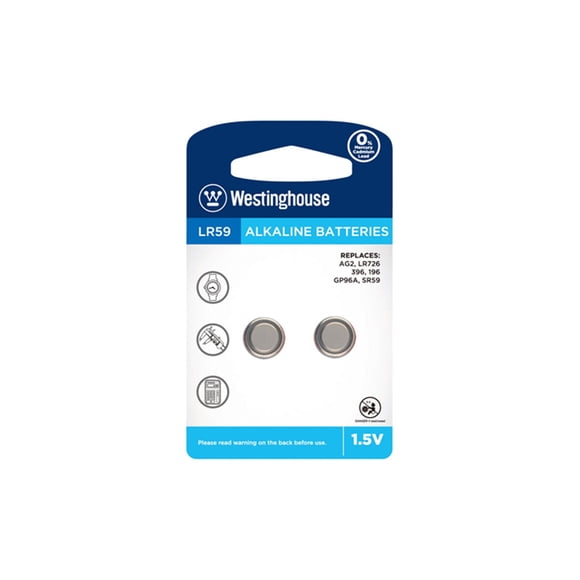 10 x LR59 / AG2 Westinghouse Alkaline Button Batteries (5 Cards of 2)