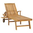 thumbnail image 2 of vidaXL Sun Loungers 2 pcs with Grey Check Pattern Cushion Solid Teak Wood, 2 of 4