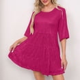thumbnail image 1 of Robe d'Été pour Femmes DYTTDG Robe à Paillettes pour Femmes Col Rond Manches Courtes Ample Robe Courte de Fête Excellents Cadeaux à Petit Prix Rose Vif,P, 1 of 8