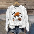 thumbnail image 2 of LMKIHUSA Chandails d'Halloween Fantôme pour Femmes Mode Décontractée Automne 2025 Chandail Kawaii Graphique Brillant Col Rond Chandail à Manches Longues Hauts Saison Effrayante Blanc,TG, 2 of 8