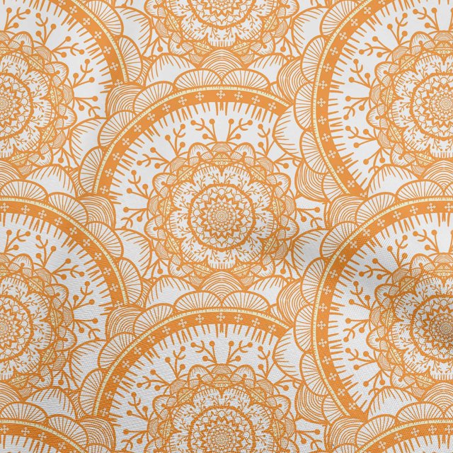 oneOone Rayon Dark Peach Fabric Asian Block Mandala Sewing Craft Projects Fabric Prints By Yard 56 Inch Wide