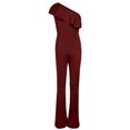thumbnail image 4 of Yuyuzo Women Rompers 1 Shoulder Sleeveless Ruffle High Waist Loose Wide Leg Pants Elegant Jumpsuits, 4 of 5