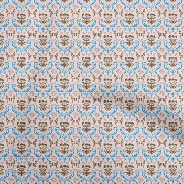 oneOone Rayon Blue2 Fabric Floral Sewing Material Print Fabric By The Yard 56 Inch Wide