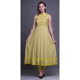 thumbnail image 2 of Bimba Robe Anarkali à Feuilles de Verge d'Or, Col Mandarin, Sans Manches, Kurtis pour Femmes, Robe Maxi à Imprimé, X-Grand, 2 of 6