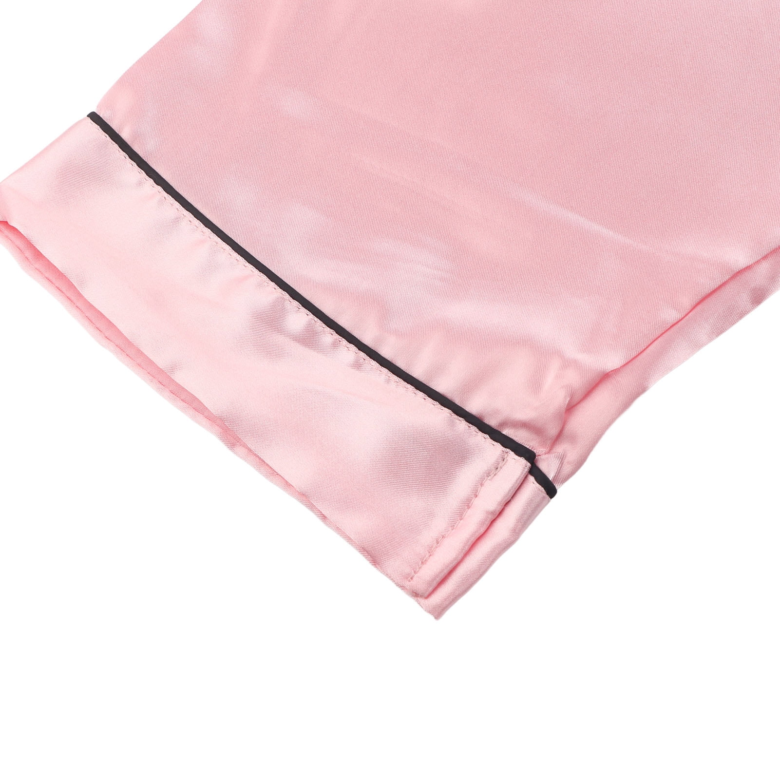 Long Pajamas Set Emulation Silk Pyjama Women Pajama Set Emulation Silk Pajamas Long Sleeve Leisure Wear Pure Pink Breathable Comfortable For Home Sleeping