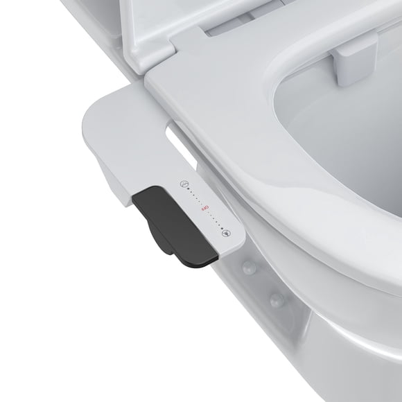 Bidet Attachment for Toilet – Dual Nozzle Non-Electric Bidet with Adjustable Water Pressure, Self-Cleaning & Retractable Nozzles, Easy Install – Feminine & Rear Wash – Black Shifter + White