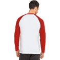 thumbnail image 2 of SLM Men's Long Sleeve Cotton Baseball Raglan Tee Shirt Jersey -White/Red-Small, 2 of 5
