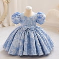 thumbnail image 1 of Robes pour Filles Robes de Demoiselle d'Honneur pour Bébés Filles Robes de Fête Robe de Concours à Manches Bouffantes avec Nœud Papillon, 1 of 4